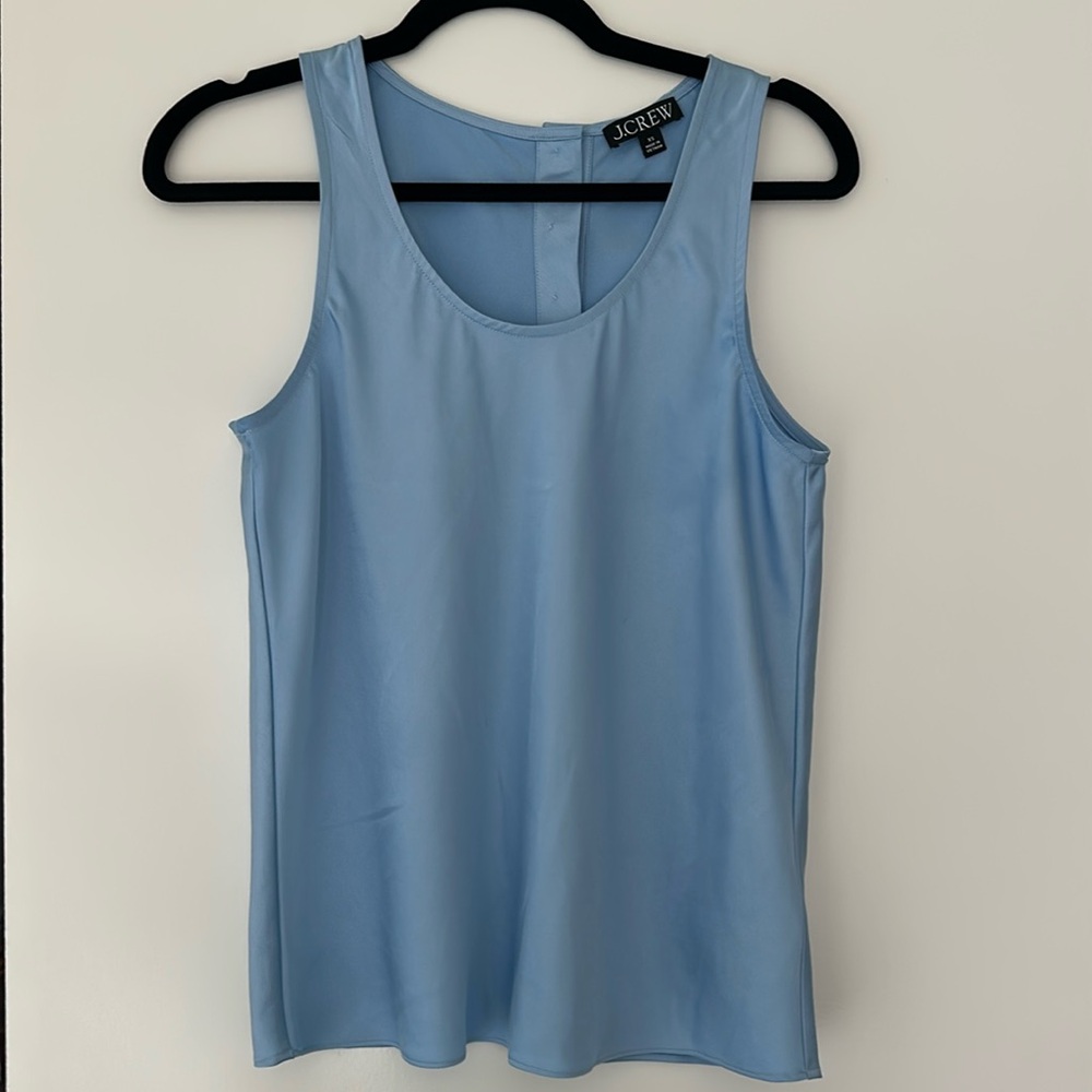 J. Crew Light Blue Silk Blouse with Gold Buttons